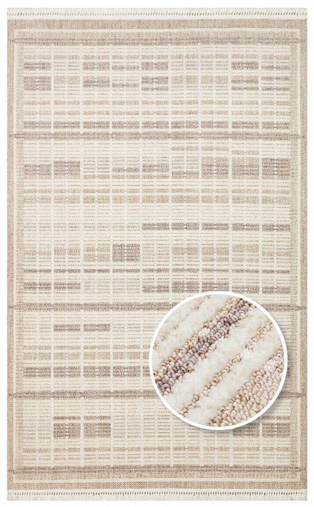 JOY JOY 04 BEIGE GREY  Hav Toz Vermeyen Yumuşak dokulu Modern Makine Halısı