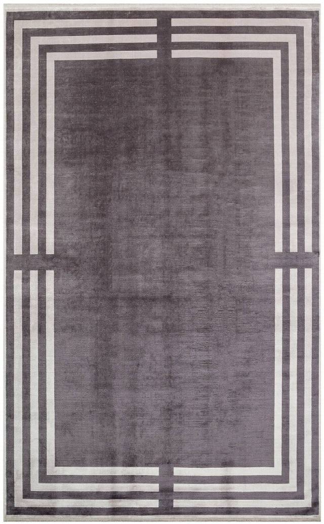 LUGANO LUG 03 ANTRASIT GREY  Art Deco Modern Bordürlü Yüksek Kalite Sık Dokuma Salon Halısı
