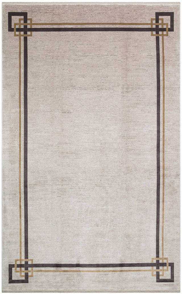 LUGANO LUG 07 GREY BLACK  Art Deco Modern Bordürlü Yüksek Kalite Sık Dokuma Salon Halısı