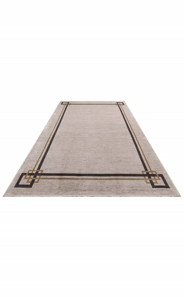 LUGANO LUG 07 GREY BLACK  Art Deco Modern Bordürlü Yüksek Kalite Sık Dokuma Salon Halısı
