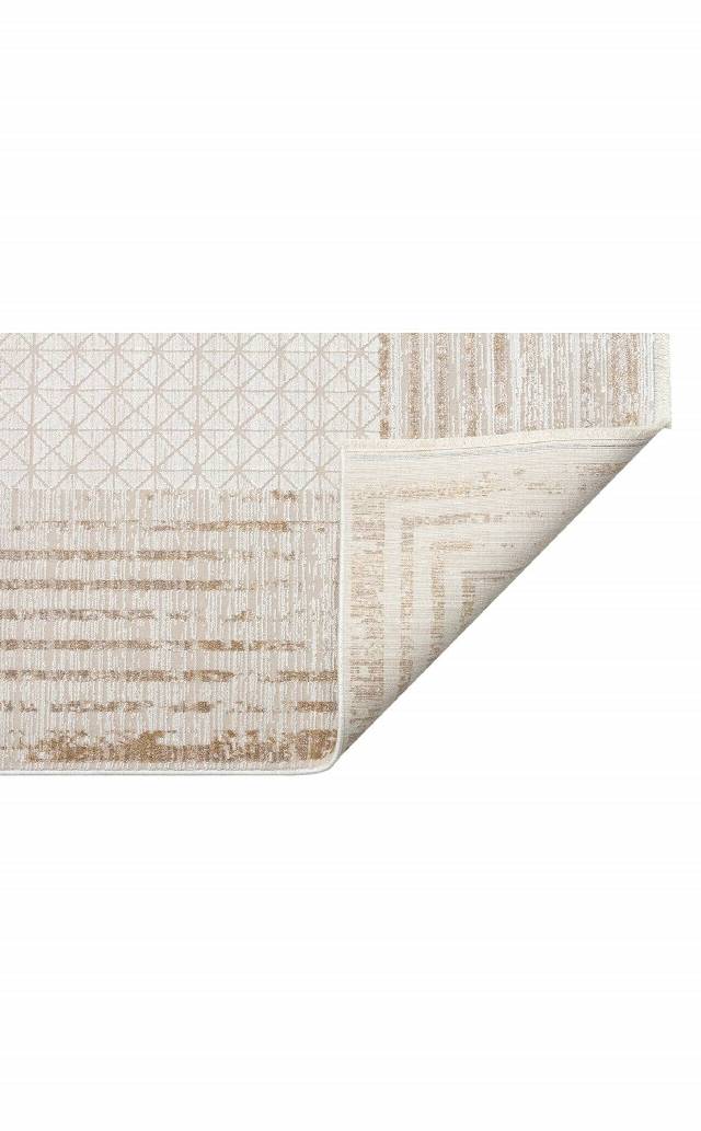 MAHAL MHL 01 CREAM GOLD  Art Deco Desenli Yüksek Kalite Sık Dokuma Salon Halısı