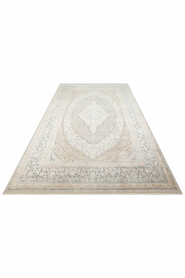 MAHAL MHL 08 CREAM GREY  Klasik Desenli Yüksek Kalite Sık Dokuma Salon Halısı