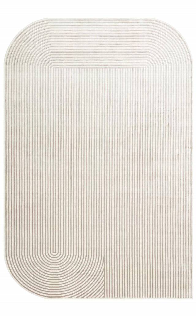 MERANO MRN 03 CREAM GREY  Geometrik Desenli Yüksek Kalite Sık Dokuma Salon Halısı