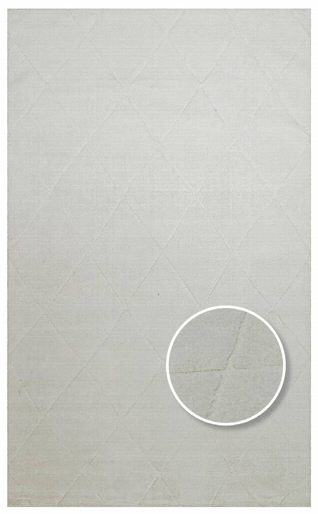 MISSORI MSR 03 WHITE  Hav Toz Vermez Sade Desenli Yumuşak Dokulu Modern Makine Halısı