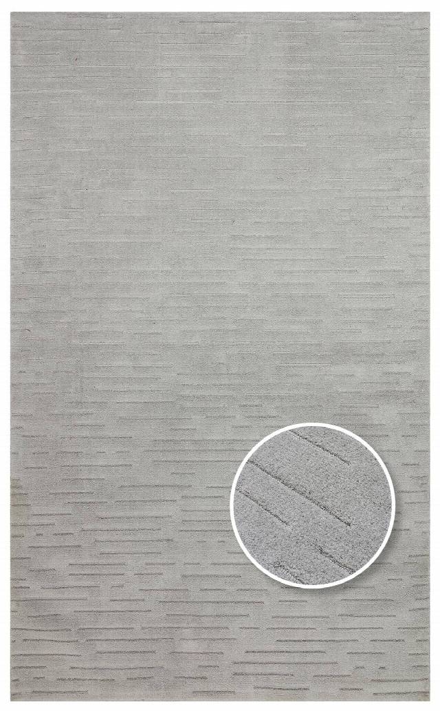 MISSORI MSR 05 GREY  Hav Toz Vermez Sade Desenli Yumuşak Dokulu Modern Makine Halısı