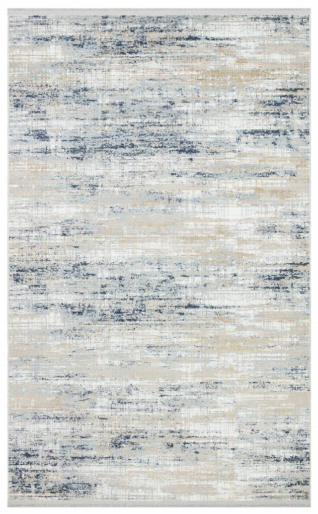 MODENA MDN 05 CREAM BLUE  Şık ve Modern Sıkı Dokuma Hav Toz Vermez Makine Halısı