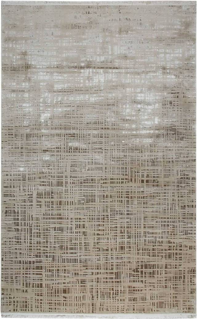 PALERMO PL 01 BEIGE  Tek Renk Işıltılı Bambu Floş Modern Makine Halı