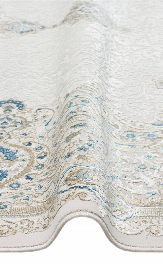PALMIRA PLM 01 CREAM BLUE  Yüksek Kaliteli Sık Dokuma Modern Salon Halısı
