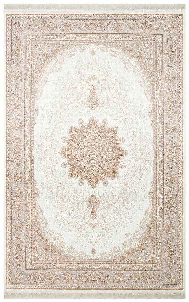 PERSIAN PER 01 CREAM  Klasik Desenli Yüksek Kalite Sıkı ve İnce Dokuma Yaklaşık 3 Milyon Point Makine Halısı