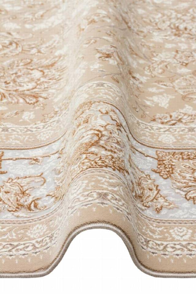 PERSIAN PER 02 BEIGE  Klasik Desenli Yüksek Kalite Sıkı ve İnce Dokuma Yaklaşık 3 Milyon Point Makine Halısı