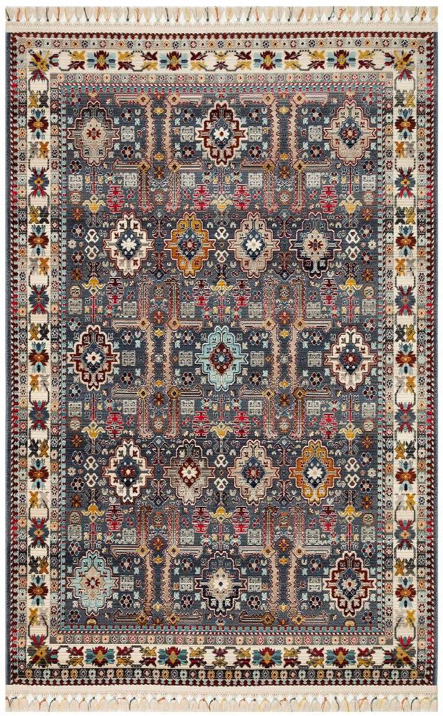 PETRA PR 07 MULTY  Hav Toz Vermez Etnik ve Modern Desenli Renkli Saçaklı Halı