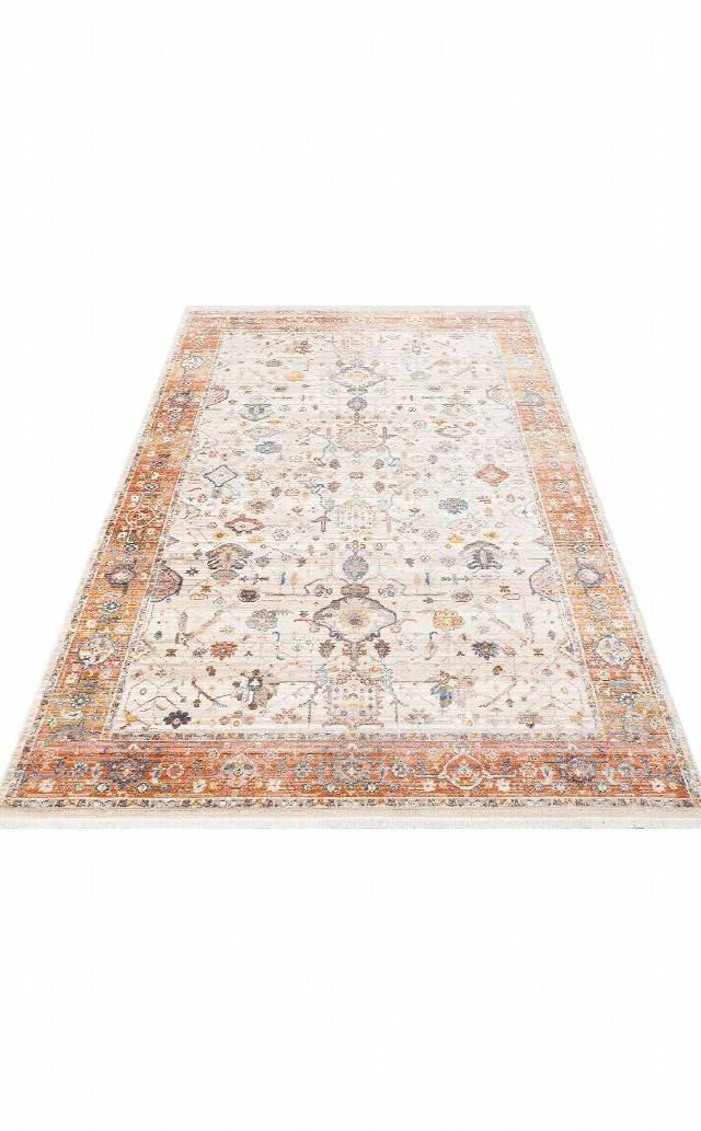 PIETRA PTA 01 CREAM TERRA  Sıcak Renk Tonlarını Etnik Desenler ile Buluşturan Yumuşak Tuşeli Makine Halısı