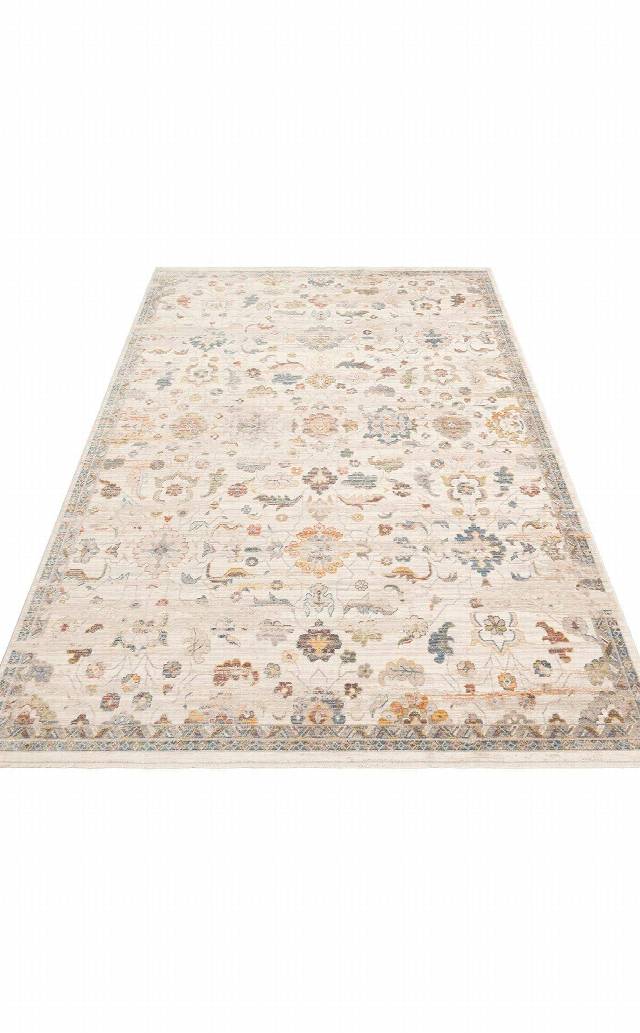 PIETRA PTA 16 CREAM MULTY  Sıcak Renk Tonlarını Etnik Desenler ile Buluşturan Yumuşak Tuşeli Makine Halısı