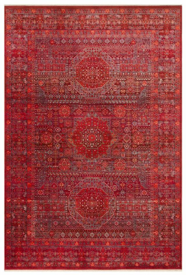 PIETRA PTA 20 RED  Sıcak Renk Tonlarını Etnik Desenler ile Buluşturan Yumuşak Tuşeli Makine Halısı