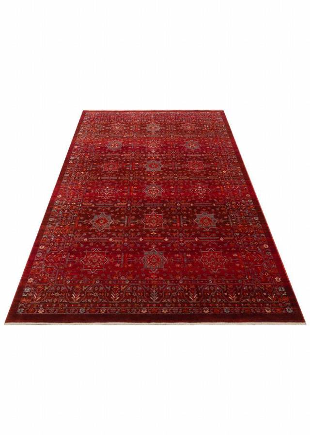 PIETRA PTA 21 RED  Sıcak Renk Tonlarını Etnik Desenler ile Buluşturan Yumuşak Tuşeli Makine Halısı