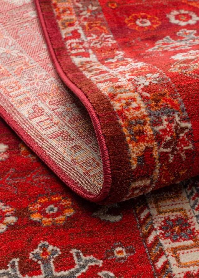 PIETRA PTA 24 RED  Sıcak Renk Tonlu Etnik Desenli Yumuşak Dokulu Makine Halısı
