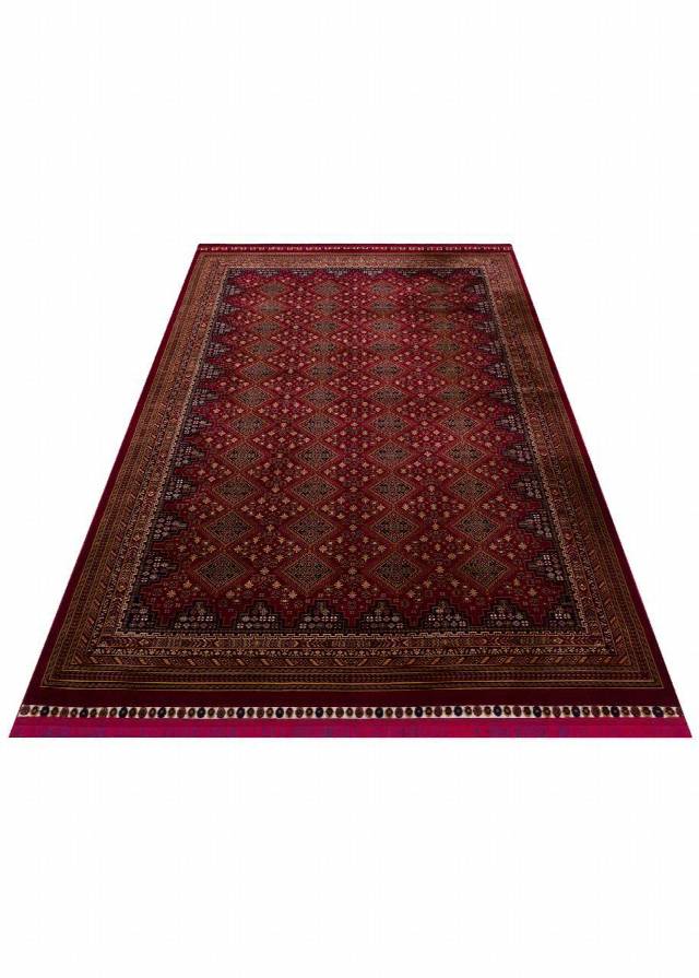 SATEEN AFGHAN SFG 01 RED  Yıkanabilir Afgan Desenli Hav Toz Vermeyen Kaymaz Tabanlı Sık Dokuma Halı