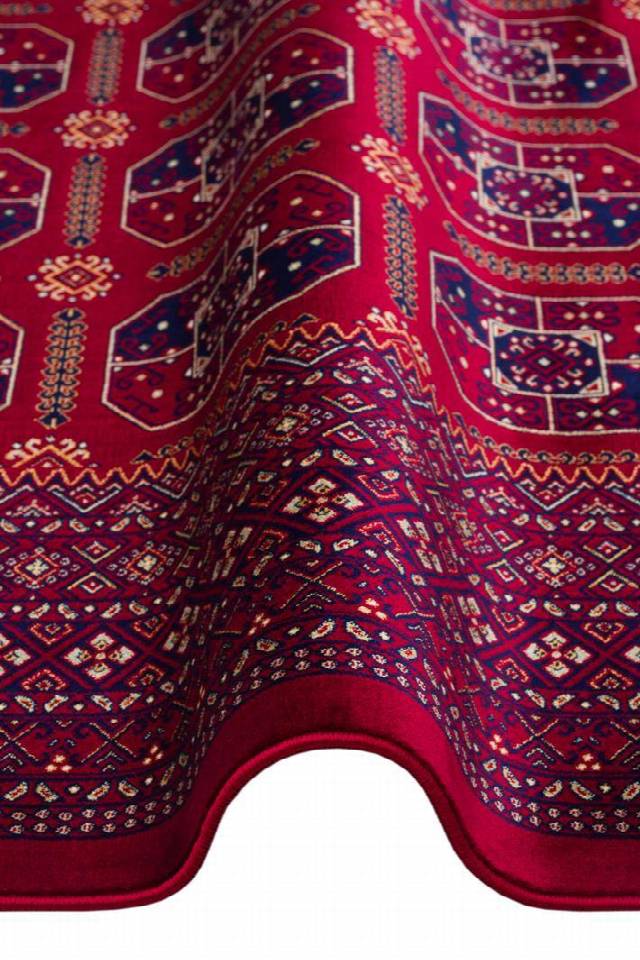 SATEEN AFGHAN SFG 02 RED  Yıkanabilir Afgan Desenli Hav Toz Vermeyen Kaymaz Tabanlı Sık Dokuma Halı