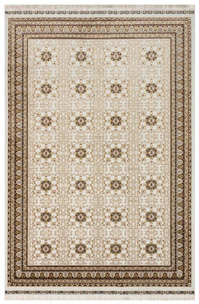 SATEEN AFGHAN SFG 03 BEIGE  Yıkanabilir Afgan Desenli Hav Toz Vermeyen Kaymaz Tabanlı Sık Dokuma Halı
