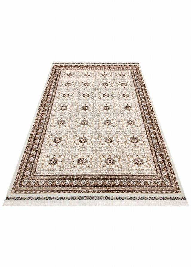 SATEEN AFGHAN SFG 03 BEIGE  Yıkanabilir Afgan Desenli Hav Toz Vermeyen Kaymaz Tabanlı Sık Dokuma Halı