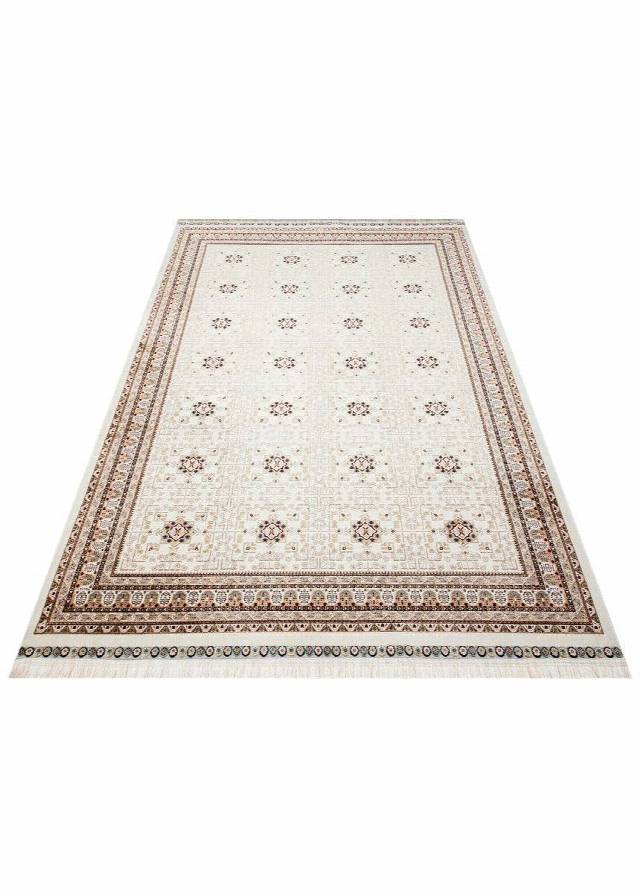 SATEEN AFGHAN SFG 03 BEIGE  Yıkanabilir Afgan Desenli Hav Toz Vermeyen Kaymaz Tabanlı Sık Dokuma Halı