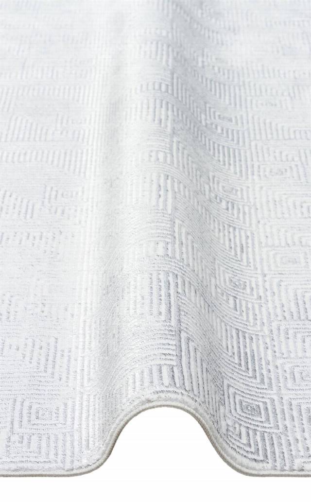 SATEEN ST 109 CREAM GREY  Yıkanabilir Kaymaz Tabanlı Hav Vermez Sık Dokuma Modern Halı
