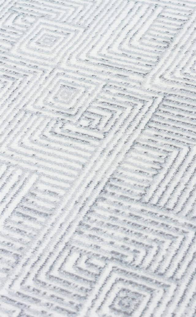 SATEEN ST 109 CREAM GREY  Yıkanabilir Kaymaz Tabanlı Hav Vermez Sık Dokuma Modern Halı