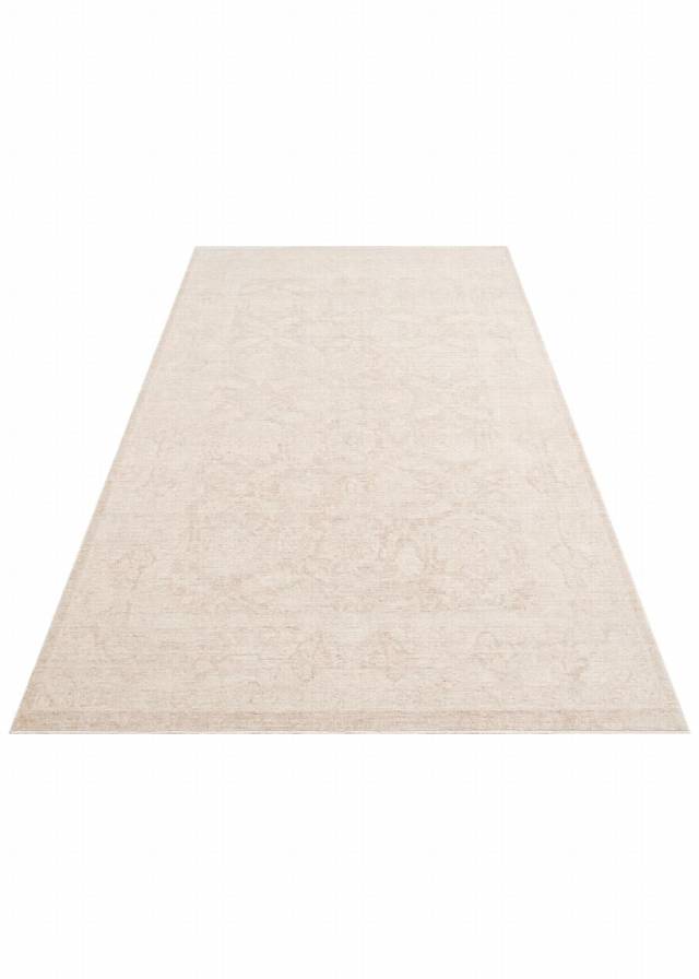 SHIRAZ SHR 01 CREAM  Vintage Eskitme Desenli Modern Yumuşak Dokulu Makine Halısı
