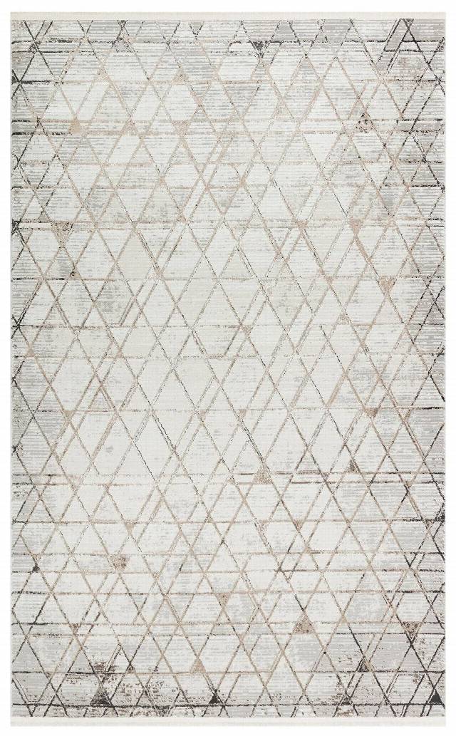 TALYA TLY 01 GREY BEIGE  Parlak Dokulu Modern Desen ve Renkli Metalik Işıltılı Makine Halısı