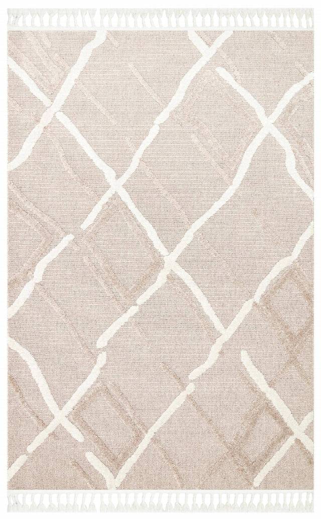 TERAZZO TRZ 03 BEIGE WHITE  Hav Toz Vermez Yumuşak Dokulu Etnik Örgü Desenlere Sahip Modern İskindinav Halı