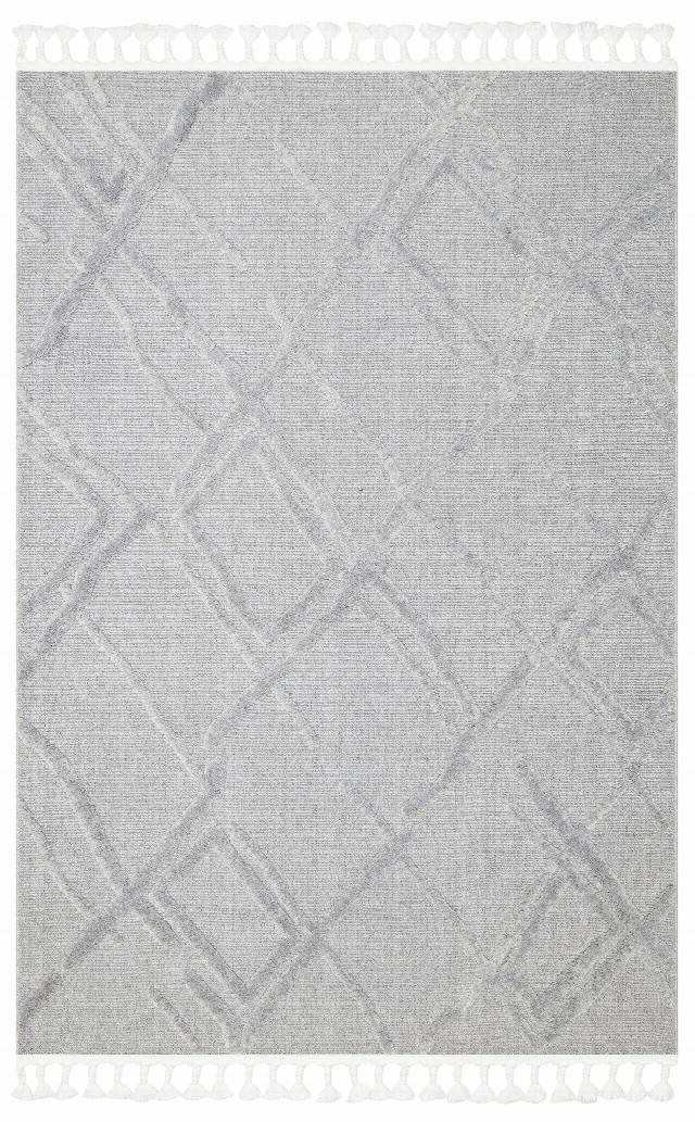 TERAZZO TRZ 03 GREY  Hav Toz Vermez Yumuşak Dokulu Etnik Örgü Desenlere Sahip Modern İskindinav Halı
