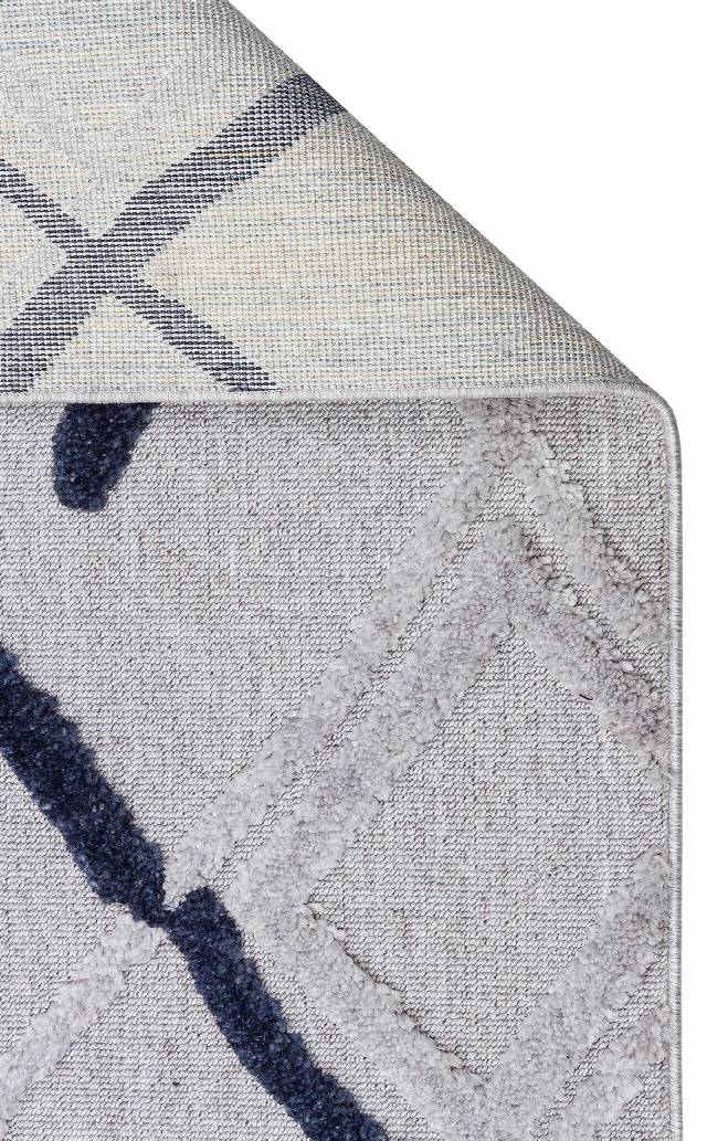 TERAZZO TRZ 03 GREY NAVY  Hav Toz Vermez Yumuşak Dokulu Etnik Örgü Desenlere Sahip Modern İskindinav Halı