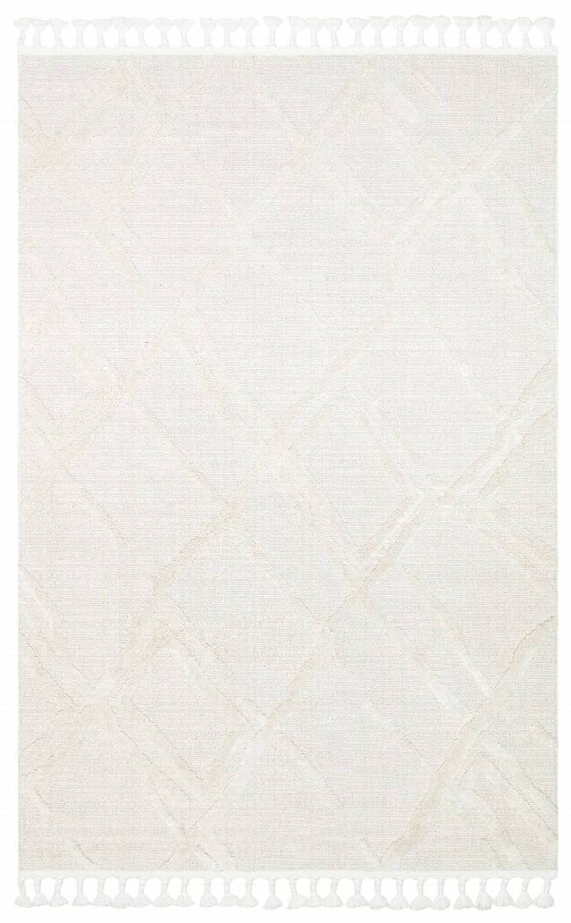 TERAZZO TRZ 03 WHITE  Hav Toz Vermez Yumuşak Dokulu Etnik Örgü Desenlere Sahip Modern İskindinav Halı