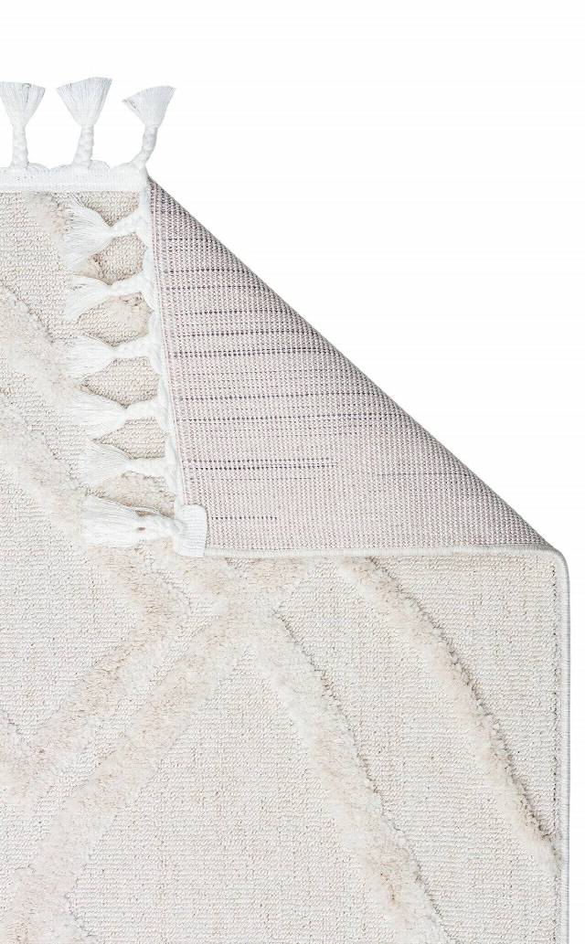 TERAZZO TRZ 03 WHITE  Hav Toz Vermez Yumuşak Dokulu Etnik Örgü Desenlere Sahip Modern İskindinav Halı