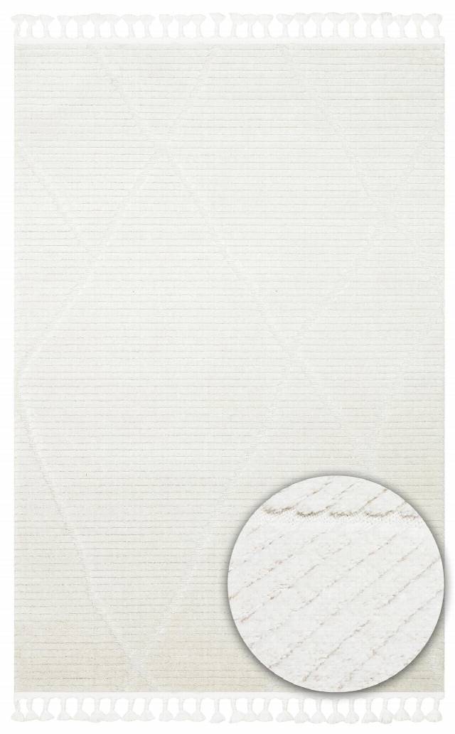 TERAZZO TRZ 07 WHITE  Hav Toz Vermez Yumuşak Dokulu Etnik Örgü Desenlere Sahip Modern İskindinav Halı