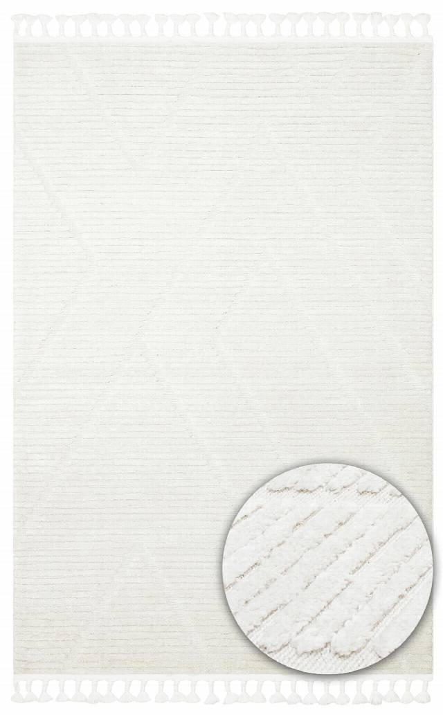 TERAZZO TRZ 08 WHITE  Hav Toz Vermez Yumuşak Dokulu Etnik Örgü Desenlere Sahip Modern İskindinav Halı