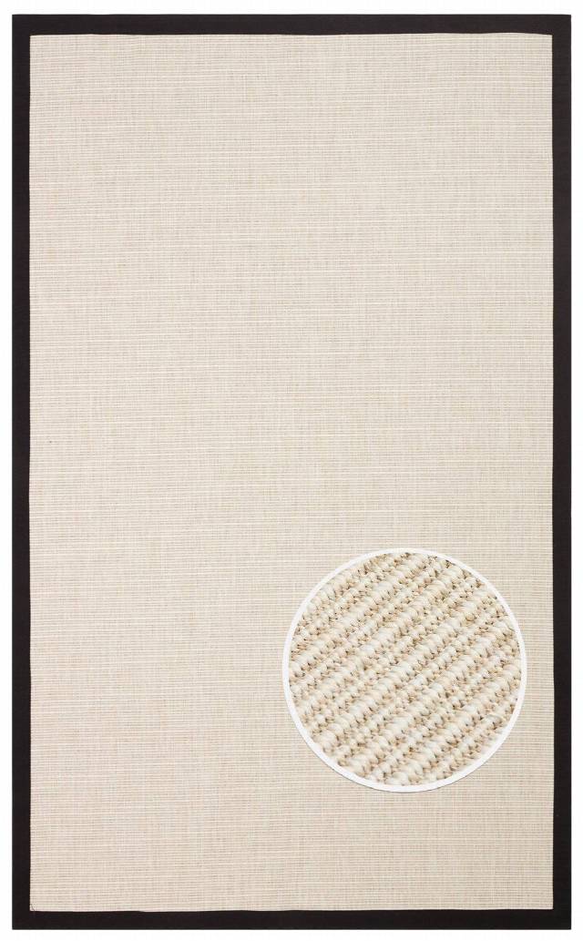 VENTURA SISAL VNT 2706 CREAM BRD BLACK  İç ve Dış Mekan Kullanımına Uygun Hav Vermeyen Kolay Temizlenebilir Sisal Görünümlü Halı