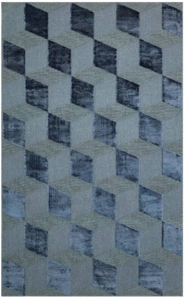 ZENITH DYED ZNT 05 NAVY DYED  Yüksek Alçak Dokulu Naturel Yün ve Viskon Modern Dokuma Halı