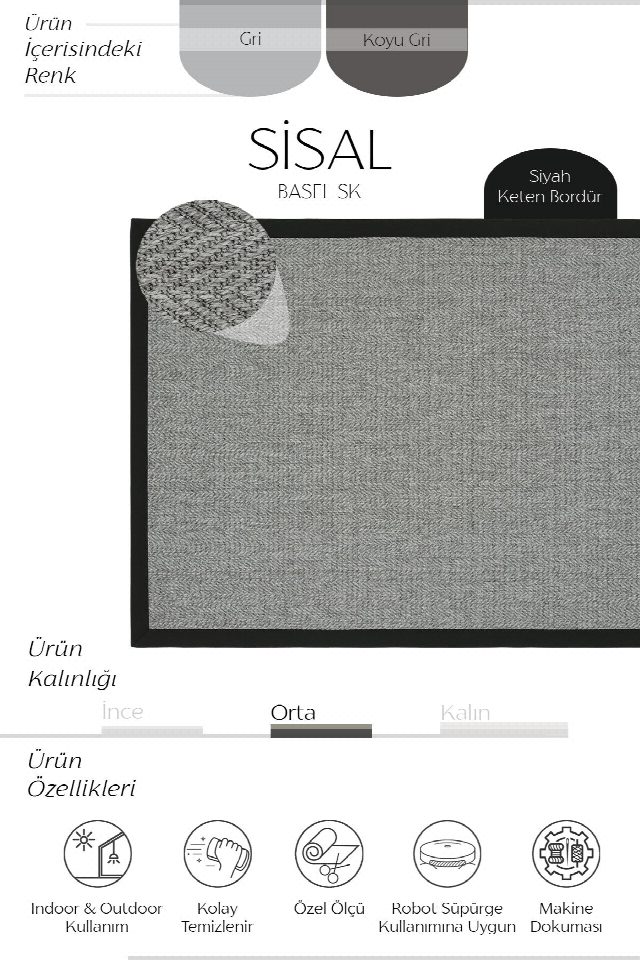Basel Keten Bordür Sisal Halı | Sisalart