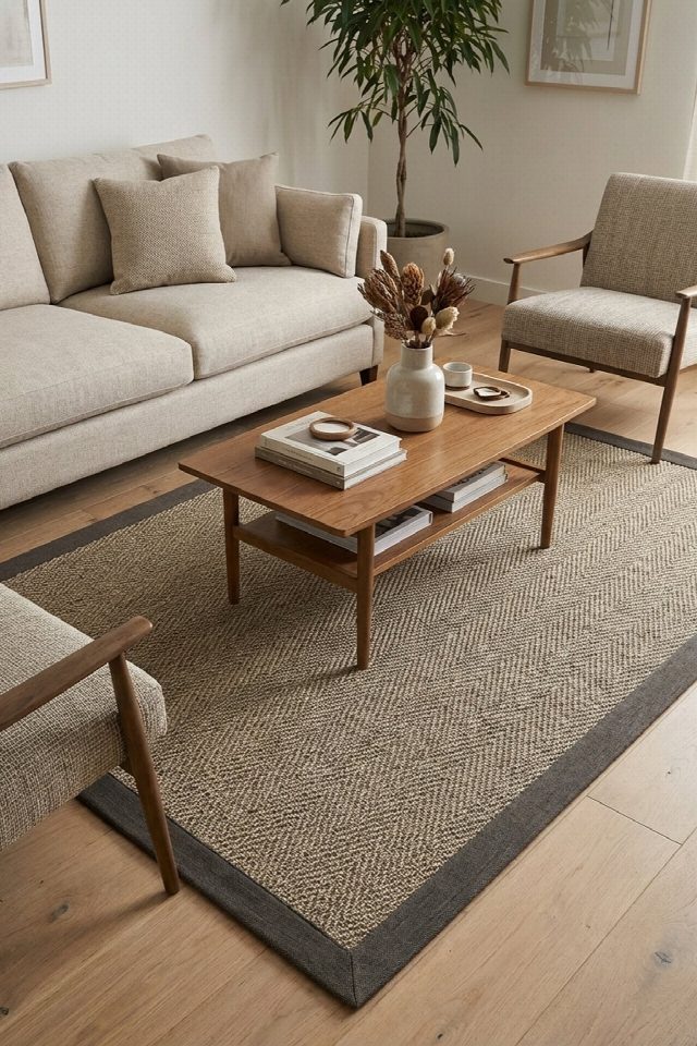 Boston Keten Monterey Bordürlü  Sisal Halı | Sisalart
