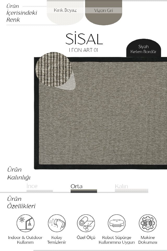 Leon Keten Bordür Sisal Halı | Sisalart