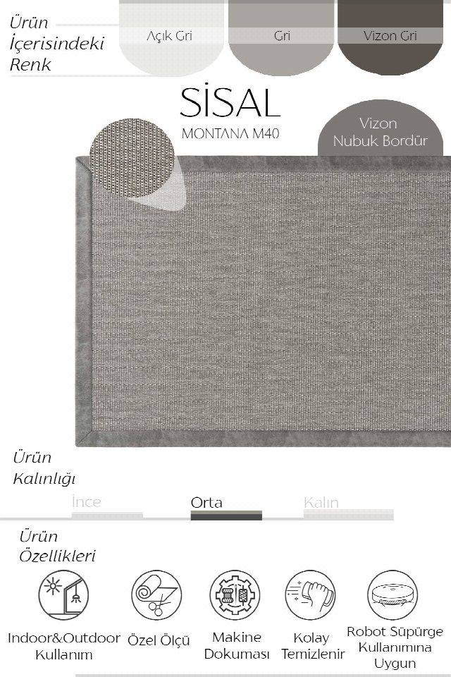 Montana Deri Bordür Sisal Halı | Sisalart