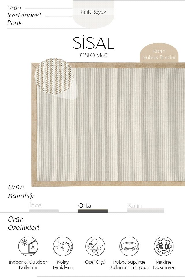Oslo Deri Bordür Sisal Halı | Sisalart
