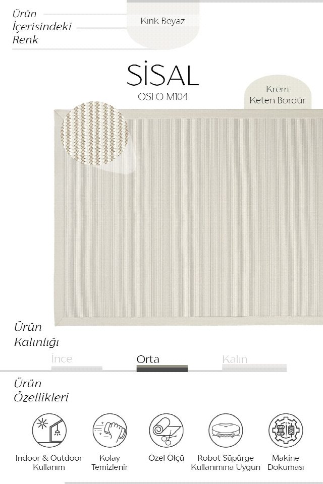 Oslo Keten Monterey Bordürlü Sisal Halı | Sisalart
