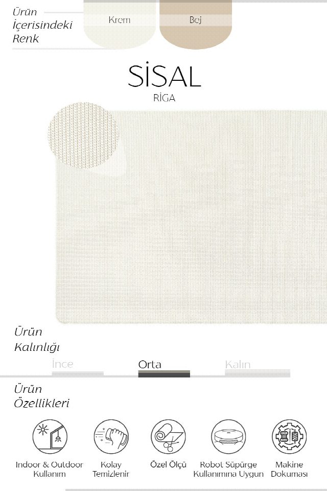 Riga Radius Overloklu Sisal Halı | Sisalart