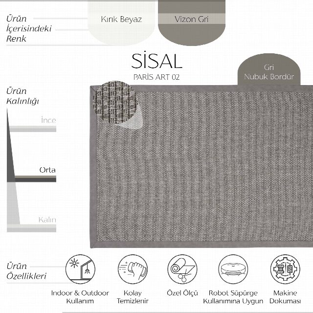 Sisalart Paris Deri Casa Bordür Sisal Halı
