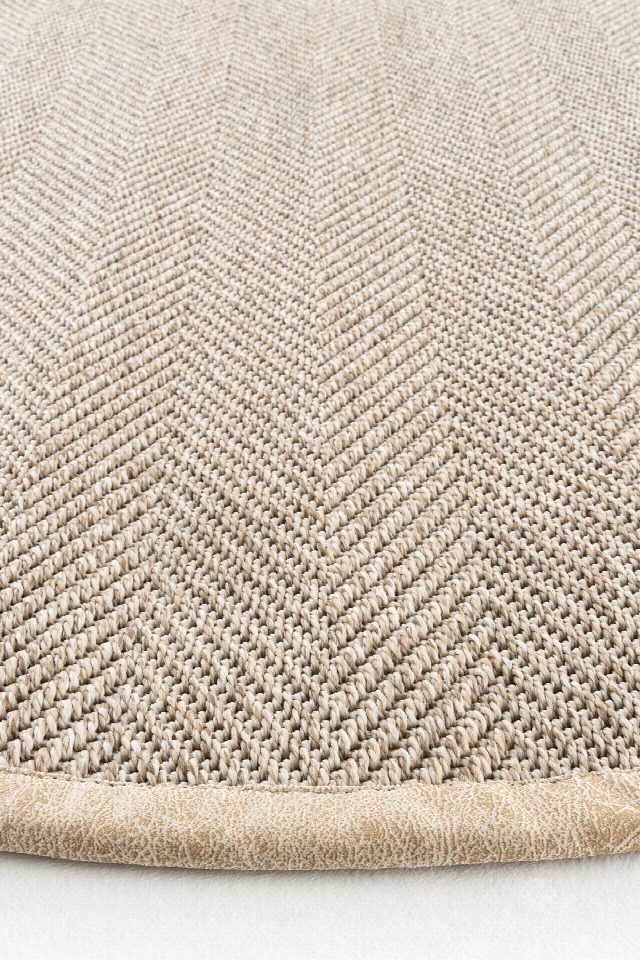 Sydney Deri Bordür Yuvarlak Sisal Halı | Sisalart
